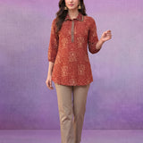Red All-Over Printed Cotton Top
