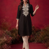 Black Mirror Work Cotton Kurta Set