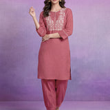 Coral Embroidered Straight Kurta Set