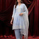 Spa Embroidered Chanderi A-Line Suit Set