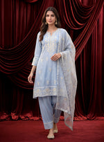 Spa Embroidered Chanderi A-Line Suit Set