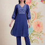 Uma Blue Embroidered Kurta Set