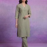 Mint green Embroidered Suit Set with Dupatta