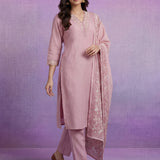 Pink mbroidered Suit Set with Dupatta