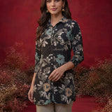 Black All Over Printed Crepe Shirt