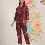 Hena Maroon Printed Co-ord Set