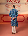 Nisar Ocean Blue Viscose Rayon Printed Tunic for Women