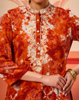 Nisar Pumpkin Orange Viscose Rayon Printed Tunic for Women