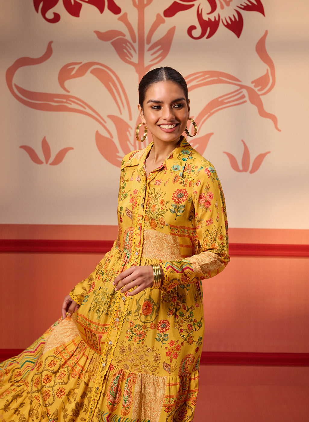Rang Sunshine Printed Viscose Silk Designer Dress for Women