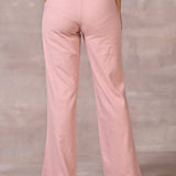 Akiya Peach Cotton Linen Relaxed Fit Pants for Women