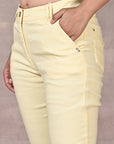 Yellow Regular Plain Pant