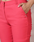 Pink Regular Plain Designer Capri