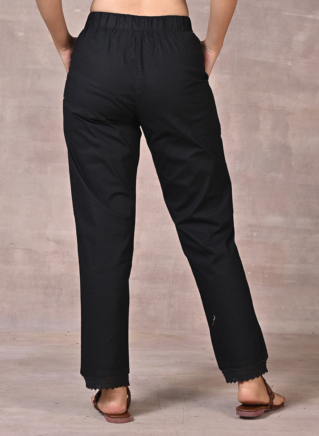 Black Pant With Lace Detail