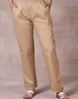 Beige Pant With Lace Detail