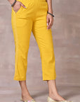 Yellow Regular Plain Designer Capri