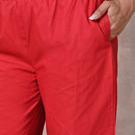 Red Flared Palazzo with Hem Cut Work - Lakshita