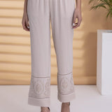 Peach Palazzo Pants With Hem Detailing - Lakshita