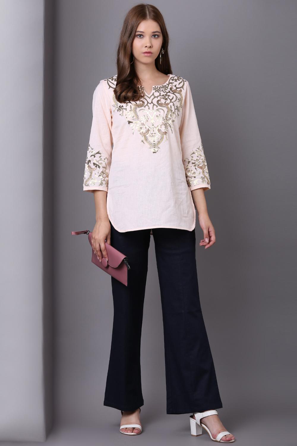 Navy Blue Long Plain Pant - Lakshita