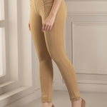 High Waist Beige Jeggings - Lakshita