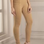 High Waist Beige Jeggings - Lakshita