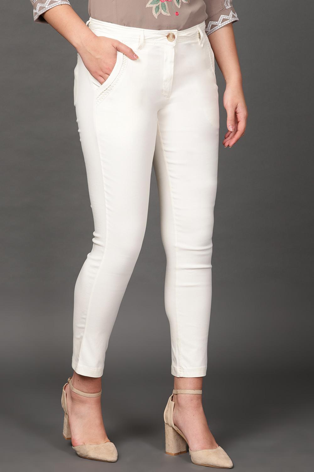 Off White Regular Pant - Lakshita