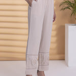 Peach Palazzo Pants With Hem Detailing - Lakshita