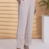 Peach Palazzo Pants With Hem Detailing - Lakshita