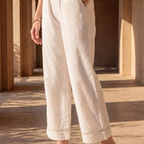 Ivory Linen Blend Daily Wear Palazzos