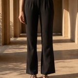 Black Roma Cotton Bootcut Pants