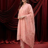 Pink Embroidered Chanderi Suit Set