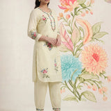 Saavan Light Green Embroidered Cotton blend Kurta Set