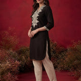 Black Mirror Work Cotton Kurta Set