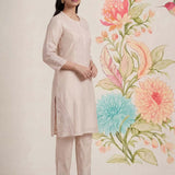 Suroor Light Beige Embroidered Chanderi Kurta Set