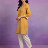 Yellow Embroidered Straight Kurta Set