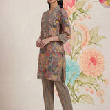 Raima Grey Printed Satin Co-ord Set for Women