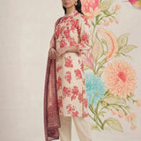 Falguni Red Printed Cotton Suit Set with Dupatta