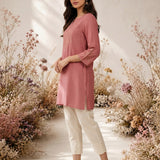 Pink Resham Embroidered Kurti