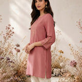 Inaya Pink Resham Embroidered Cotton Blend Kurti