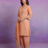Apricot Embroidered Suit Set with Dupatta