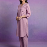 Pink Embroidered Straight Kurta Set