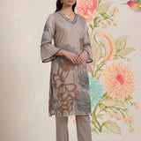 Anvi Grey Floral Printed Organza Suit Set with Dupatta