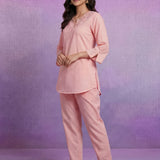 Pink Embroidered Co-ord Set
