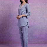 Blue Embroidered Co-ord Set