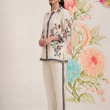 Heer Pristine Ivory Embroidered Rayon Co-ord Set for Women