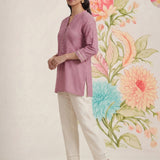 Celia Light Pink Embroidered Rayon Top for Women
