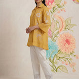 Maitri Mustard Embroidered A-line Tunic