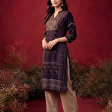Elena Deep Purple Printed Shantoon Designer Kurti for Women
