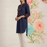 Dinah Denim Blue Embroidered Denim Designer Kurta for Women