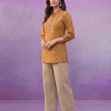 Mustard All-Over Printed Cotton Top