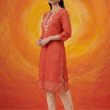 Khas Orange Bandhni Printed Straight Kurta